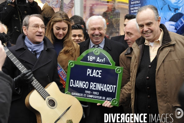 Inauguration de la place Django Reinhardt en hommage au compositeur et guitariste de jazz manouche