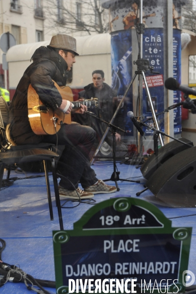 Inauguration de la place Django Reinhardt en hommage au guitariste de jazz manouche