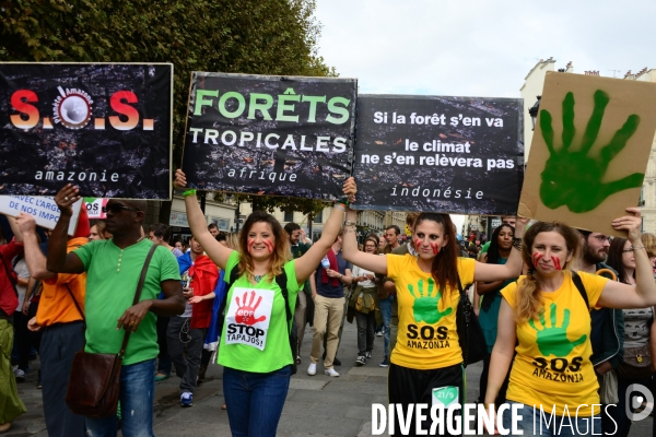 Demonstration to fight climate change in Paris.  Manifestation contre le changement climatique à Paris.