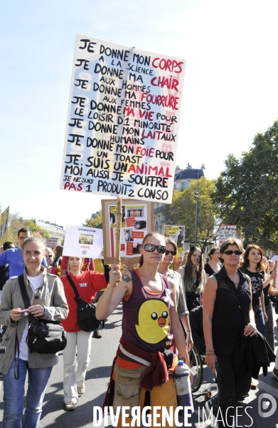 Manifestation pour la cause animale. Walk for the animals rights.