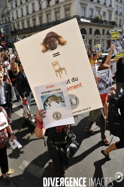 Manifestation pour la cause animale. Walk for the animals rights.