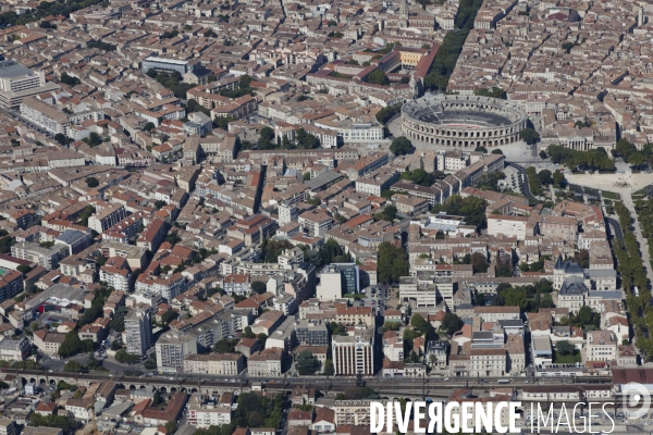 Vue aérienne de Nîmes