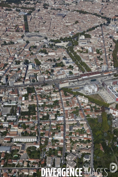 Vue aérienne de Nîmes