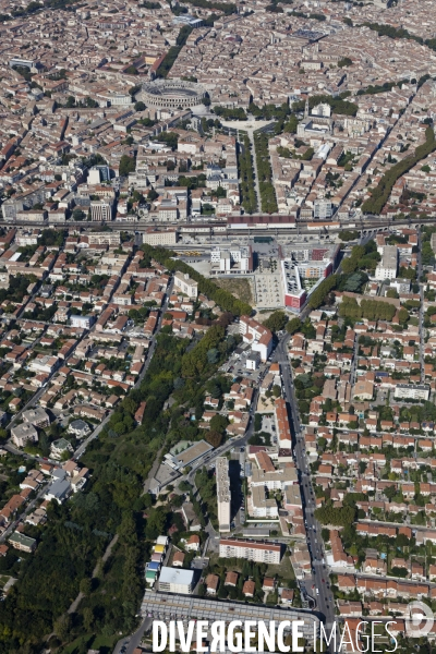 Vue aérienne de Nîmes