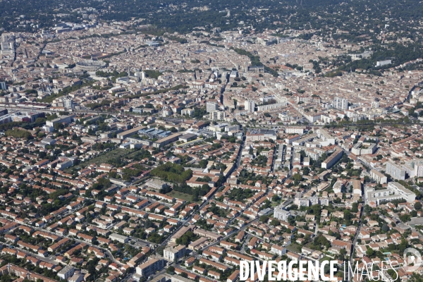 Vue aérienne de Nîmes