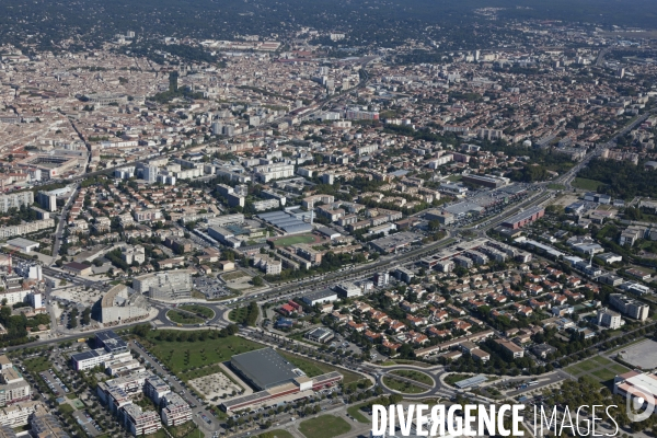 Vue aérienne de Nîmes