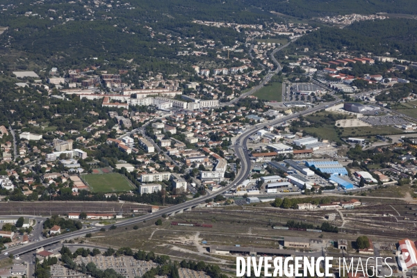 Vue aérienne de Nîmes