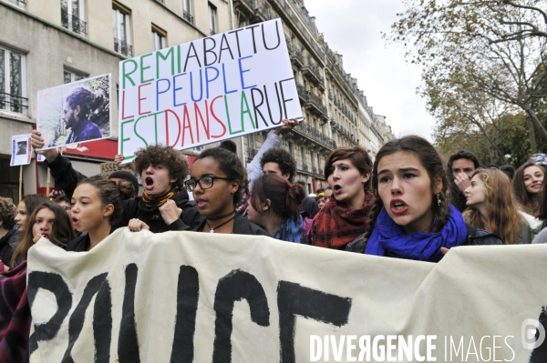 Mobilisation lycéenne en hommage à Rémi Fraisse et contre violences policieres. Event in homage to Rémi Fraisse and against police violence.