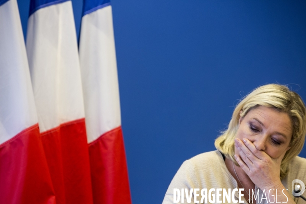 Conférence de presse de Marine Le Pen pour présenter le nouveau président du FNJ, Gaëtan DUSSAUSAYE.
