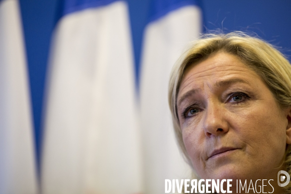 Conférence de presse de Marine Le Pen pour présenter le nouveau président du FNJ, Gaëtan DUSSAUSAYE.