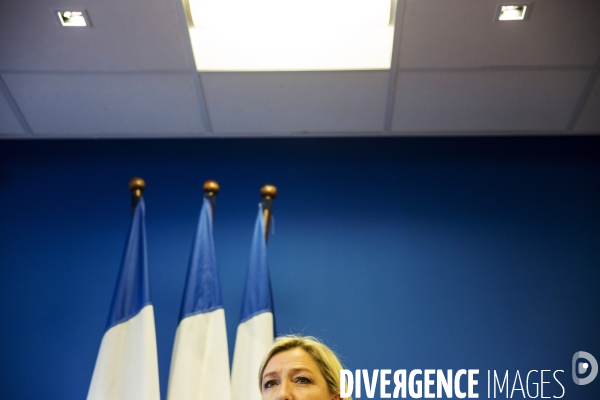 Conférence de presse de Marine Le Pen pour présenter le nouveau président du FNJ, Gaëtan DUSSAUSAYE.
