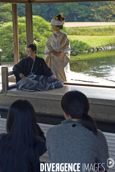 Japon. Okayama. Les maries du Koraku-en  l un des plus beaux jardins du Japon