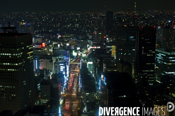Tokyo. Vue aerienne nocturne depuis le 52 eme etage du Hyatt Park Regency.