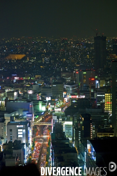 Tokyo. Vue aerienne nocturne depuis le 52 eme etage du Hyatt Park Regency.