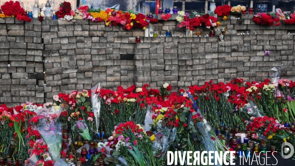 The Panoramic  Barricades of anti-government  protesters in Ukrainian Revolution 2014 Kiev. Les barricades des manifestants anti-gouvernementaux en ukrainien Révolution 2014 Kiev.