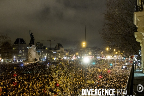 Manifestation de soutien à la liberté d expression après l attentat contre le journal Charlie Hebdo et la mort de 12 personnes dont quatre des principaux dessinateurs caricaturistes.