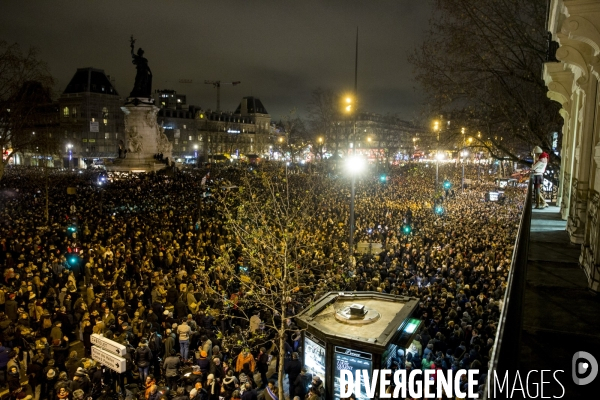 Manifestation de soutien à la liberté d expression après l attentat contre le journal Charlie Hebdo et la mort de 12 personnes dont quatre des principaux dessinateurs caricaturistes.