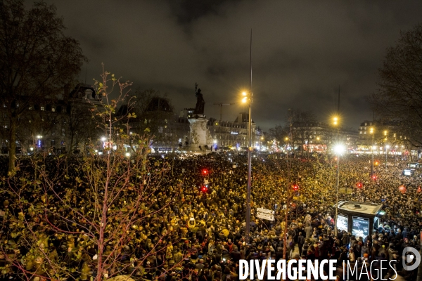 Manifestation de soutien à la liberté d expression après l attentat contre le journal Charlie Hebdo et la mort de 12 personnes dont quatre des principaux dessinateurs caricaturistes.