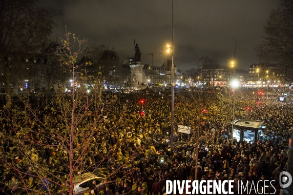 Manifestation de soutien à la liberté d expression après l attentat contre le journal Charlie Hebdo et la mort de 12 personnes dont quatre des principaux dessinateurs caricaturistes.