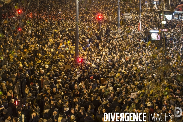 Manifestation de soutien à la liberté d expression après l attentat contre le journal Charlie Hebdo et la mort de 12 personnes dont quatre des principaux dessinateurs caricaturistes.