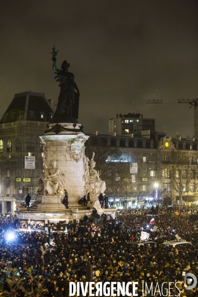 Manifestation de soutien à la liberté d expression après l attentat contre le journal Charlie Hebdo et la mort de 12 personnes dont quatre des principaux dessinateurs caricaturistes.