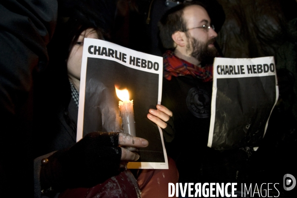 CHARLIE HEBDO : rmobilisation de la population française pour la démocration et la liberté d expression depuis lles attentats terroristes, janvier 2015. French mobilisation since the terrorist attacks in Paris