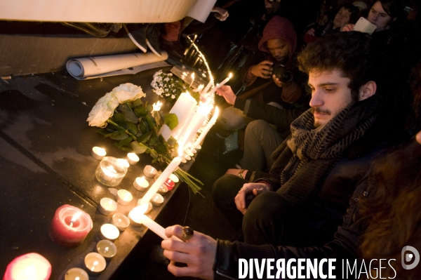 CHARLIE HEBDO : rmobilisation de la population française pour la démocration et la liberté d expression depuis lles attentats terroristes, janvier 2015. French mobilisation since the terrorist attacks in Paris