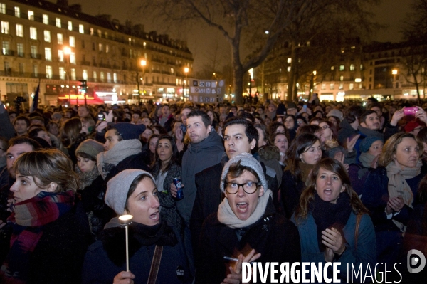 CHARLIE HEBDO : rmobilisation de la population française pour la démocration et la liberté d expression depuis lles attentats terroristes, janvier 2015. French mobilisation since the terrorist attacks in Paris