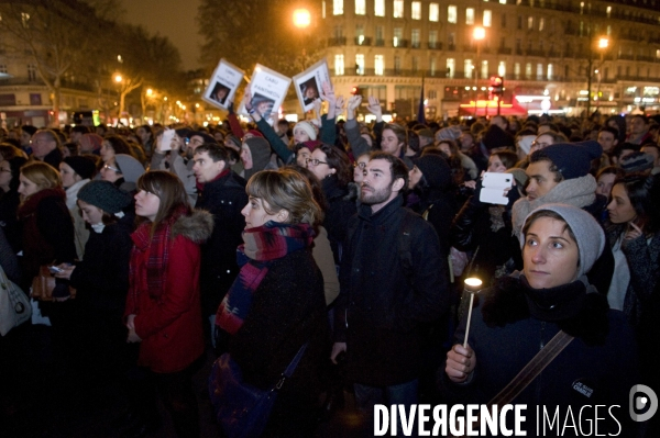 CHARLIE HEBDO : rmobilisation de la population française pour la démocration et la liberté d expression depuis lles attentats terroristes, janvier 2015. French mobilisation since the terrorist attacks in Paris