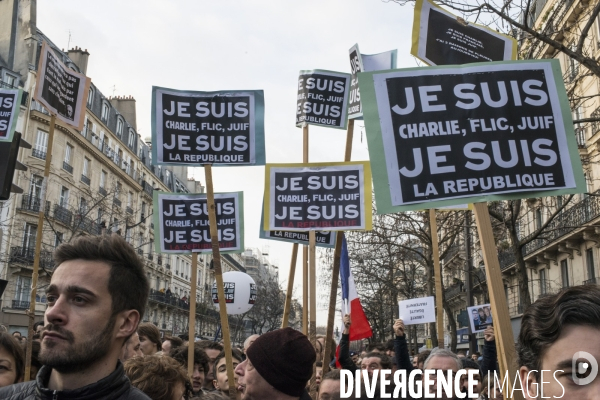 Je suis Charlie. Marche républicaine historique du 11 janvier 2015 après les attaques terroristes