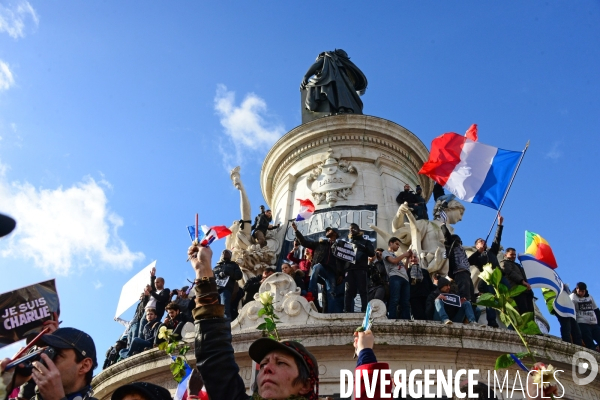 Republican March Unity Rally Against Terrorism in Paris. Marche Républicaine Contre le Terrorisme à Paris.