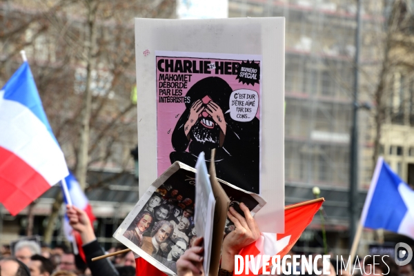 Republican March Unity Rally Against Terrorism in Paris. Marche Républicaine Contre le Terrorisme à Paris.