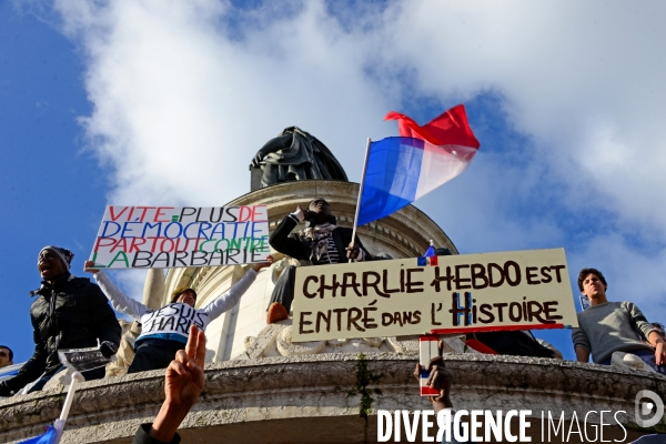 Republican March Unity Rally Against Terrorism in Paris. Marche Républicaine Contre le Terrorisme à Paris.