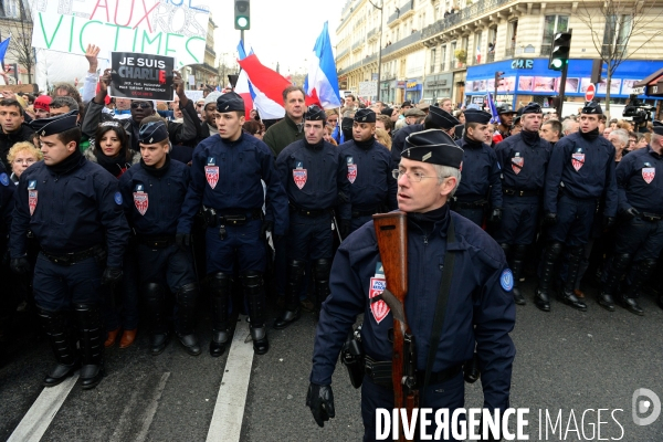 Republican March Unity Rally Against Terrorism in Paris. Marche Républicaine Contre le Terrorisme à Paris.