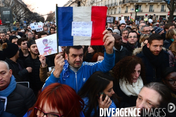 Republican March Unity Rally Against Terrorism in Paris. Marche Républicaine Contre le Terrorisme à Paris.