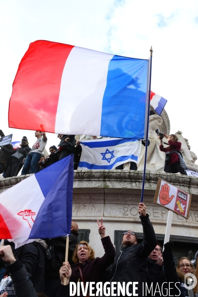 Republican March Unity Rally Against Terrorism in Paris. Marche Républicaine Contre le Terrorisme à Paris.