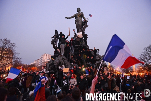 Republican March Unity Rally Against Terrorism in Paris. Marche Républicaine Contre le Terrorisme à Paris.