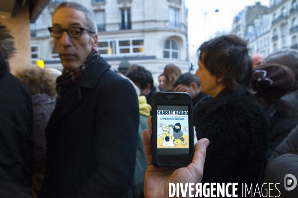 CHARLIE HEBDO : rmobilisation de la population française pour la démocration et la liberté d expression depuis lles attentats terroristes, janvier 2015. French mobilisation since the terrorist attacks in Paris