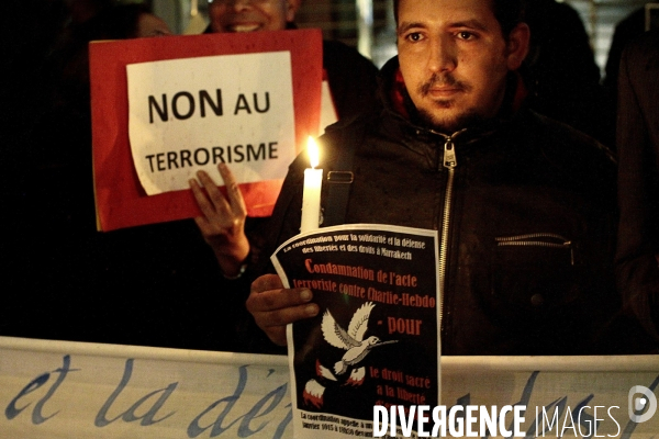 Rassemblement contre le terrorisme et pour la liberté d expression, Marrakech.