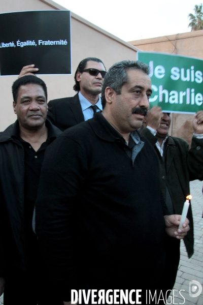 Rassemblement contre le terrorisme et la liberté d expression place Jamal F na,Marrakech.