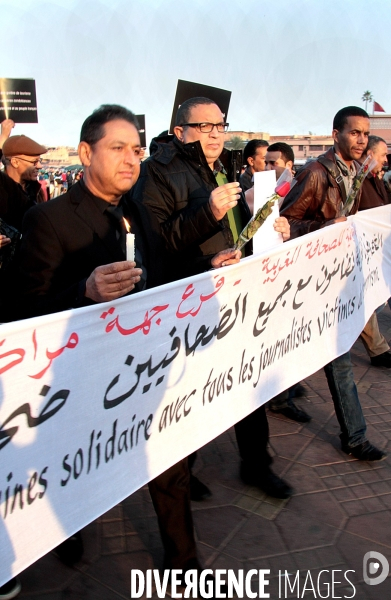 Rassemblement contre le terrorisme et la liberté d expression place Jamal F na, Marrakech.