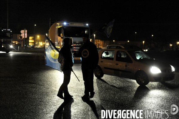 Grève et blocage de routiers en Picardie