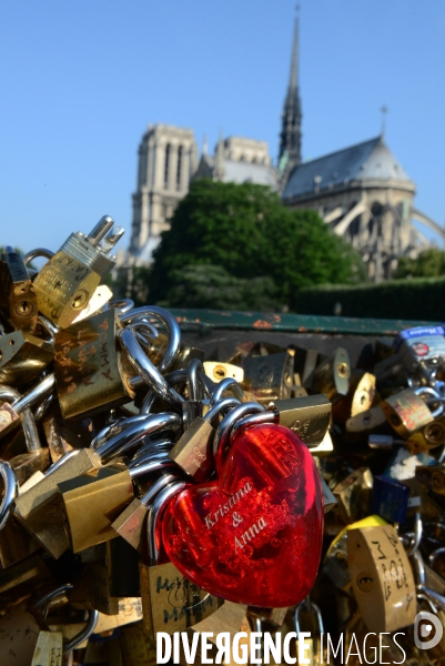 Paris Bridges Prisoner of The Love locks. Les Ponts de Paris prisonnier des cadenas d amour.