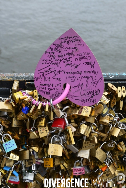 Paris Bridges Prisoner of The Love locks. Les Ponts de Paris prisonnier des cadenas d amour.