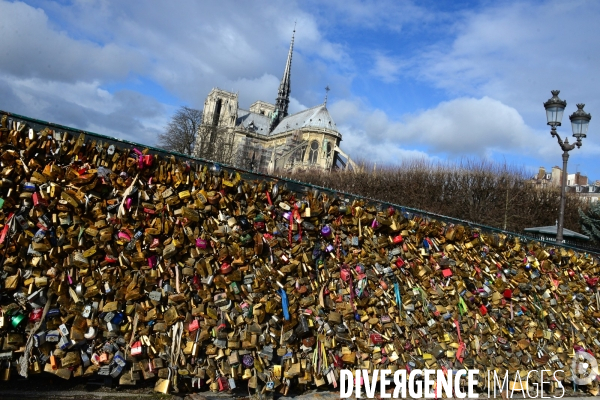 Paris Bridges Prisoner of The Love locks. Les Ponts de Paris prisonnier des cadenas d amour.