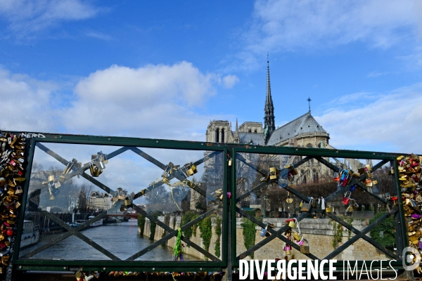 Paris Bridges Prisoner of The Love locks. Les Ponts de Paris prisonnier des cadenas d amour.