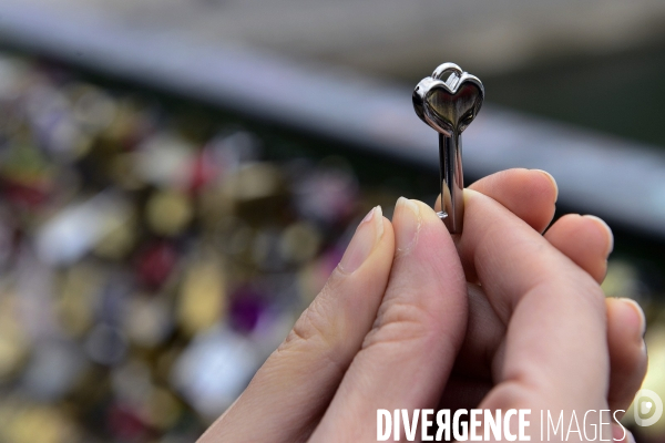 Paris Bridges Prisoner of The Love locks. Les Ponts de Paris prisonnier des cadenas d amour.