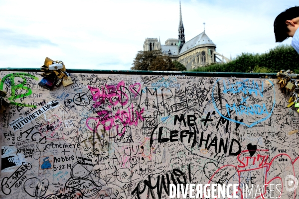 Paris Bridges Prisoner of The Love locks. Les Ponts de Paris prisonnier des cadenas d amour.