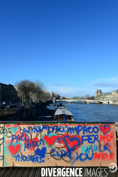 Paris Bridges Prisoner of The Love locks. Les Ponts de Paris prisonnier des cadenas d amour.