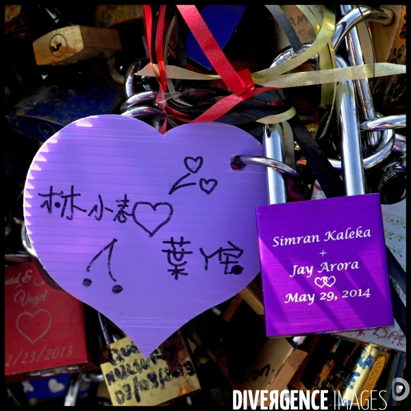 Paris Bridges Prisoner of Love locks. Les Ponts de Paris prisonnier des cadenas d amour.